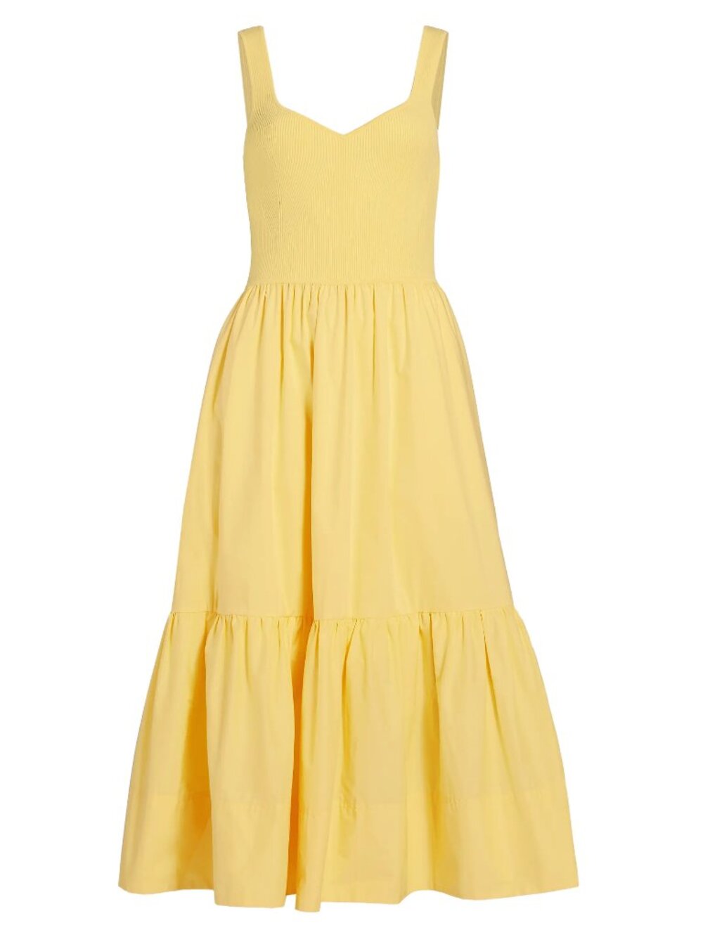 Tanya Taylor Josephina Mixed Media Tiered Midi-Dress